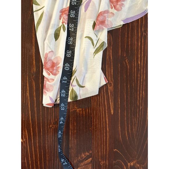 JLUXLABLE Strapless Dress L Floral Y2K 90's Fairy Ruched Asymmetrical - Picture 14 of 16